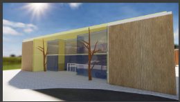 Admin block with timber panels